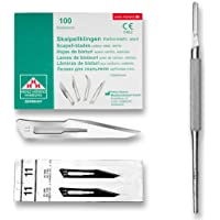 Set - 100 piezas hojas de bisturí No. 11 y mango de bisturí No. 3 - Hojas de repuesto para bisturí hechas de acero al…